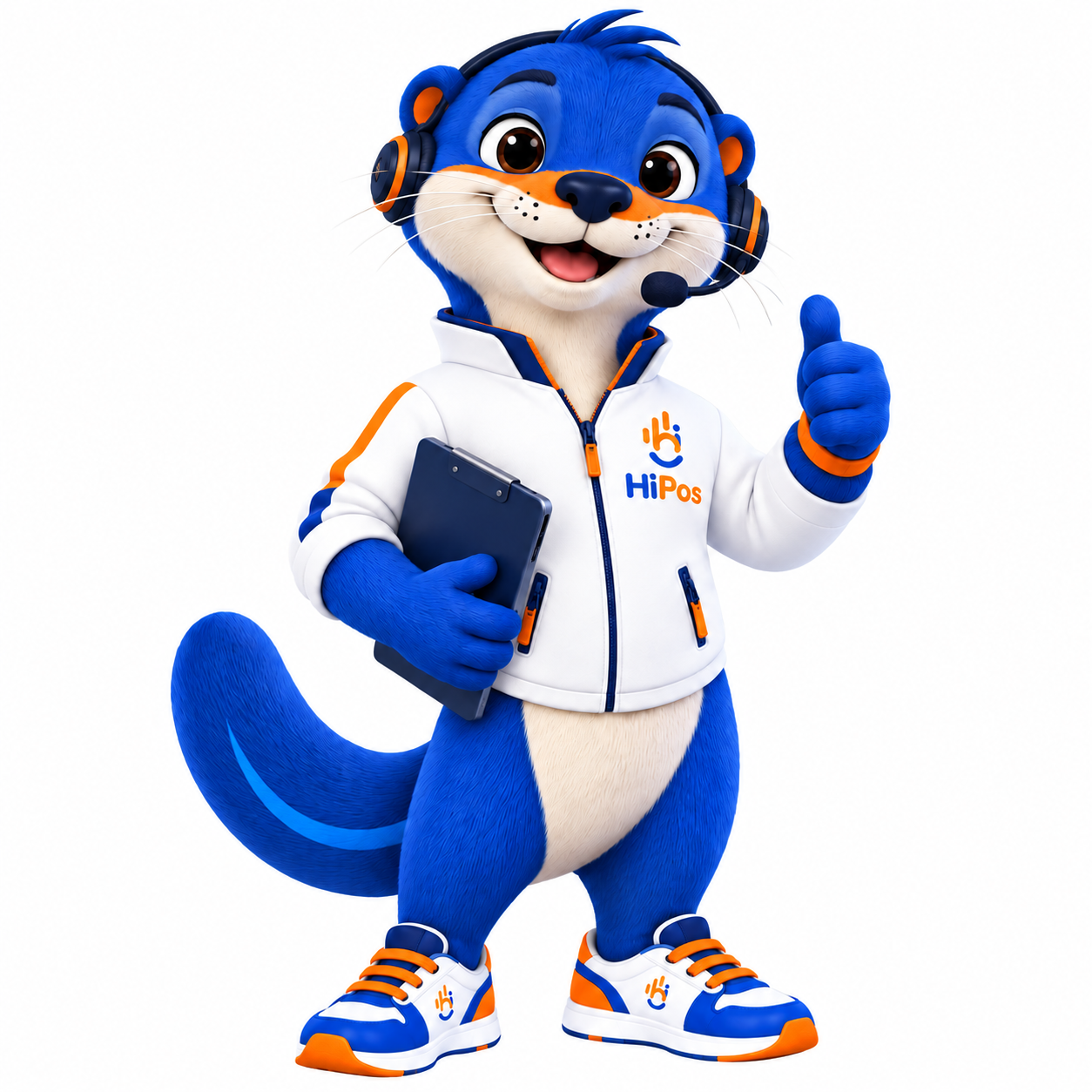 Mascota de HIPOS con audífonos de atención al cliente